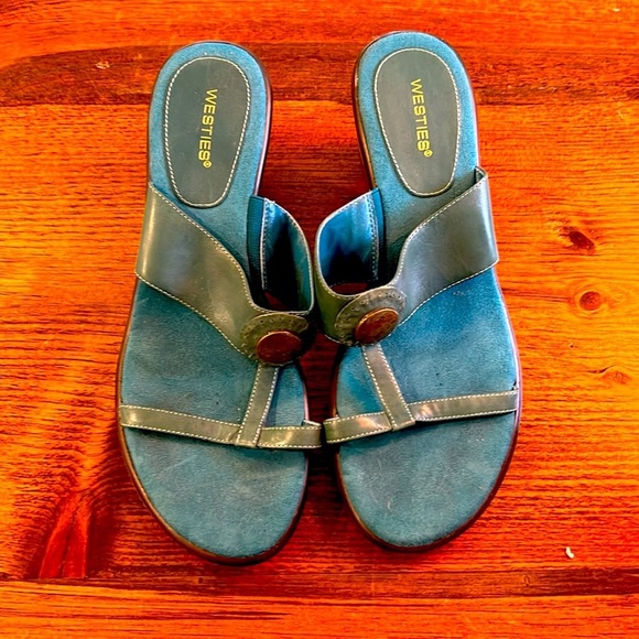 Ladies teal wedges 9.5 - Picture 1 of 3